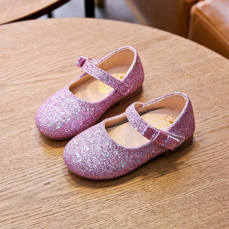 Children 1-6 Years 2020 New Fashion Sequins Baby Girl Leather Shoes Princess For Toddler Little Girl Party Dress Kids Shoes