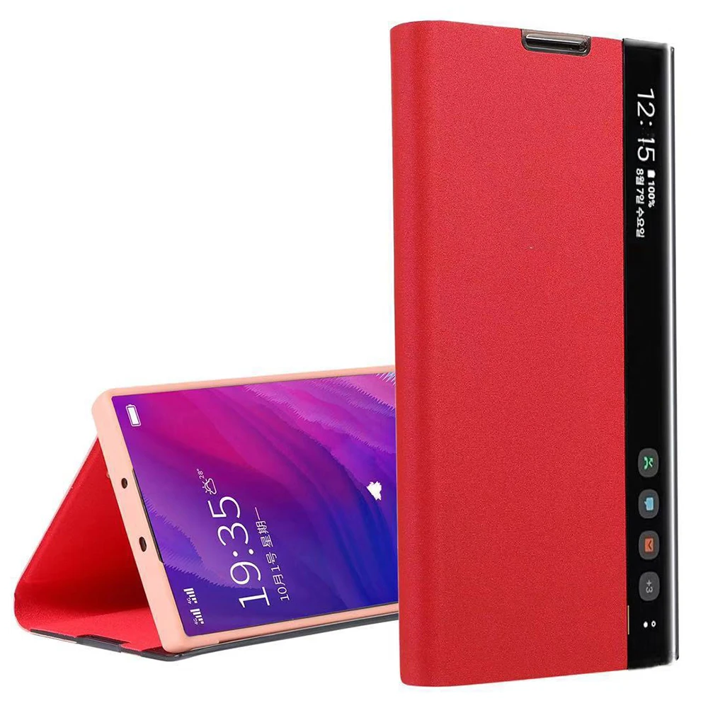 Red Вертикальный смарт-чехол для телефона из искусственной кожи 360 ° для samsung galaxy S9 10 Plus S10e Windows - Цвет: Red