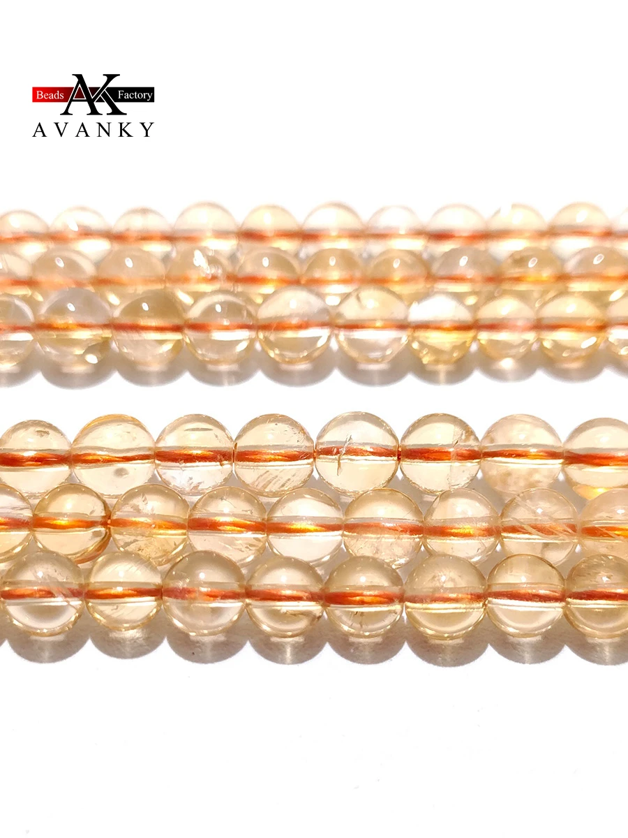 5A Natural Round Gemstone Citrine Crystal Beads Loose Spacer For Jewelry Making DIY Necklace Bracelet 15'' 6 8 10mm Wholesale