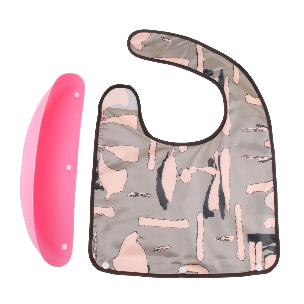 Women Men Large Adult Bib Reusable Washable Clothing Eating Mealtime Protector with Crumb Catcher