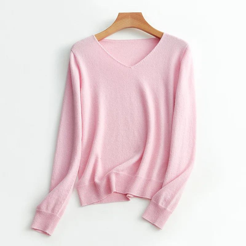 SuyaDream Women Sweaters High Quality 100%Cashmere Basic V neck Pullovers 2021 Fall Winter Simple Chic Knit Wear SuyaDream Women Sweaters High Quality 100%Cashmere Basic V neck Pullovers 2021 Fall Winter Simple Chic Knit Wear