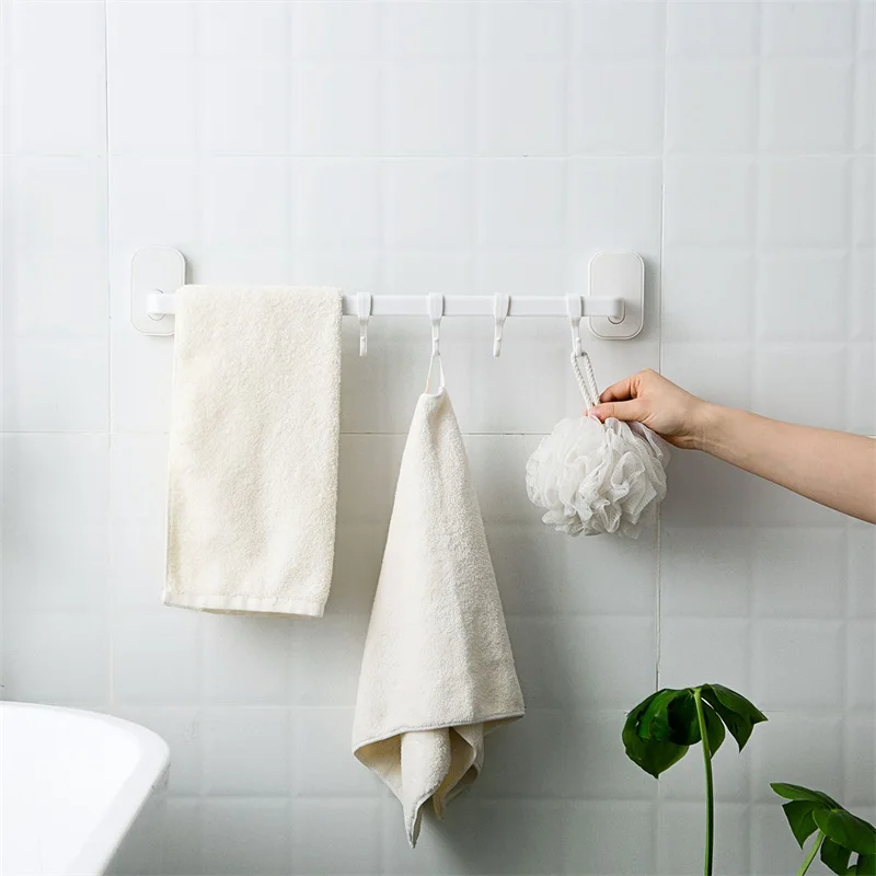 

towel Storage racks Wall Mount Bathroom toilet Shoes Organizer Holder kitchen Rack Punch-free Sticky Kitchen