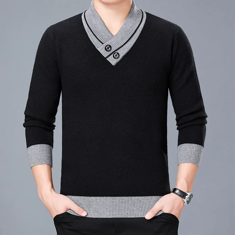 Seller 2020 New Mens Pullover Fashion Brand Jumpers Knitred Sweater Mens Pullover Warm Slim Fit Top Spring V Neck Casual Men Clothes