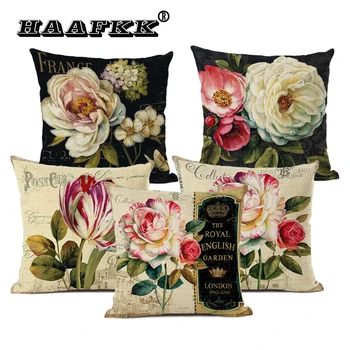 

Beautiful Flower Pattern 45x45cm Linen Cushion Cover Fashion Home Decoration Holding Head Car Office Accessories Pillow