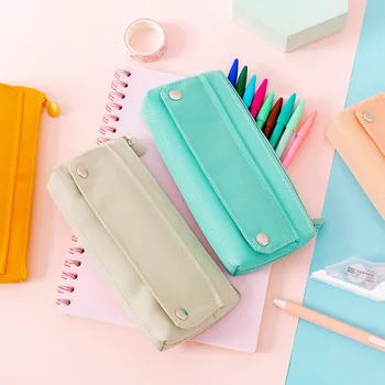 

Simple Creative Solid Color Pencil Case for Girls Student Stationery Box Trapezoid Pencil Bag Pouch School Supplies