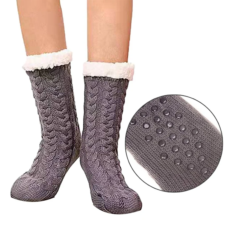 Зимние женские теплые носки хлопковые вязаные Нескользящие очень плотные мягкие носки теплые бархатные женские носки для девочек