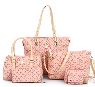as picture Hisuely 6 комплектов Для женщин Bone узор сумки Сумка Crossbody сумка композитный сумки дизайнер леди Известные модные сумки Лидер продаж - Цвет: as picture