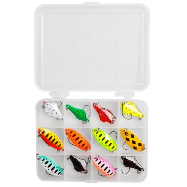 New 12 pcs/box Spoon ice Fishing Lure Swim Bait Isca Artificial Trout Lure  Fishing Sequin Metal Spoons Lure - AliExpress
