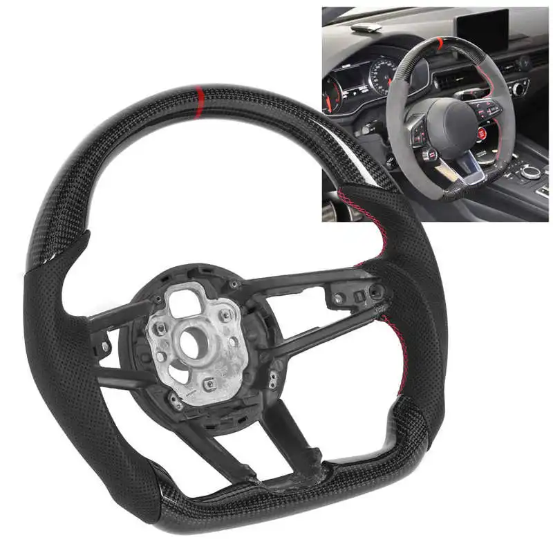 

Carbon Fiber Steering Wheel Nappa Perforated Leather Fit for R8 MK2 TT/ TTS/TTRS MK3 2015+ Car style