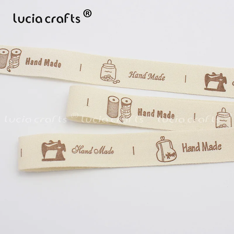 16mm 5y Lucia ремесла мульти размер "Hand made" дизайн печатных хлопчатобумажные ленты Ткань DIY отделка Швейные этикетки ручной работы аксессуары Q0401 - Цвет: 16mm 5y