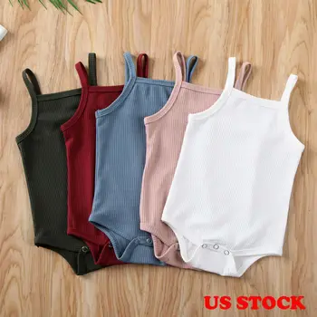 

Newborn Baby Girl Boys Summer Solid Romper Sling Jumpsuit Outfit Sunsuit Top Clothes