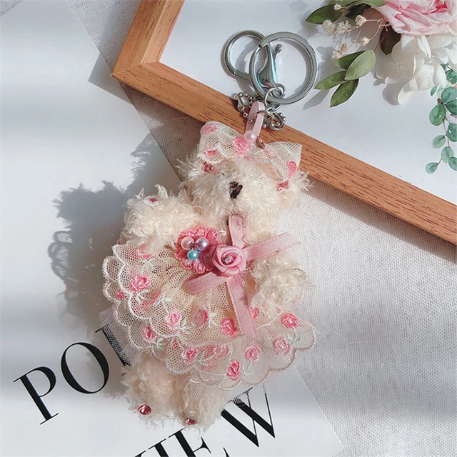 Exquisite Wedding Dress Bear Keychain Women Girl Cute Animal Plush