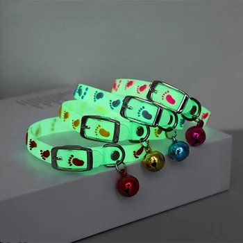 

Dogs & Cats Collar with Glowing Bells Glow At Night Cat Collar Necklace Pet Chain Light Luminous Dog Neck Ring Pet Accessories