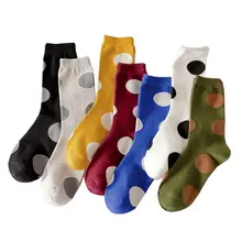 Рождественские носки в стиле Харадзюку, винтажные носки в горошек, Осенние новые модные повседневные Хлопковые женские носки, calcetines mujer