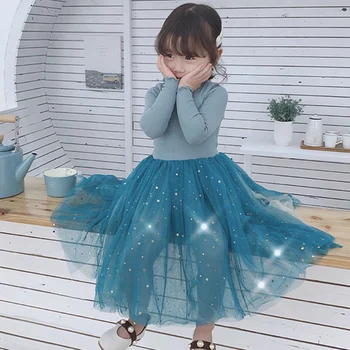 

Little Girls Dresses Summer Fashion New Dress For Girls Pentagram Mesh Stitch Girl Vest Baby Girl Dress
