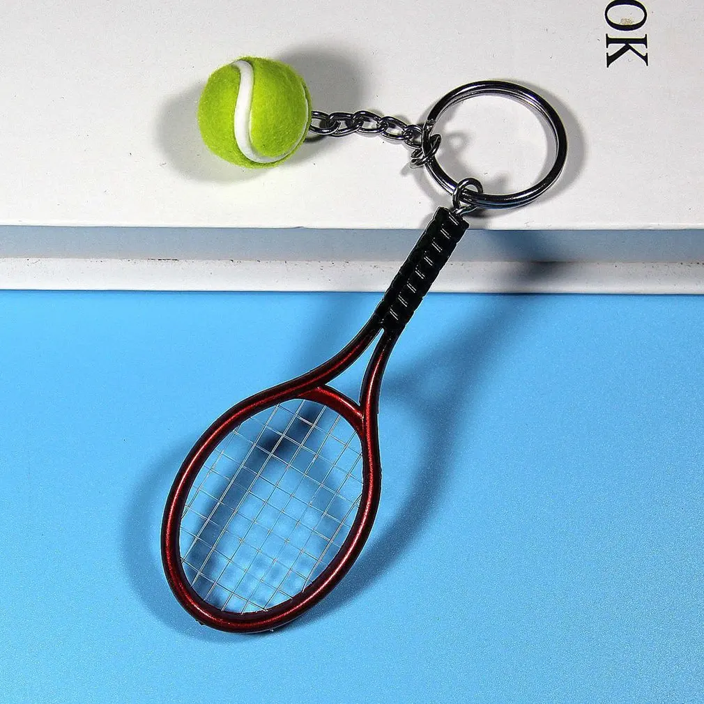 

Cute Sport Mini Tennis Racket Pendant Keychain Keyring Key Chain Ring Finder Holer Accessories Gifts for Teenager free shipping