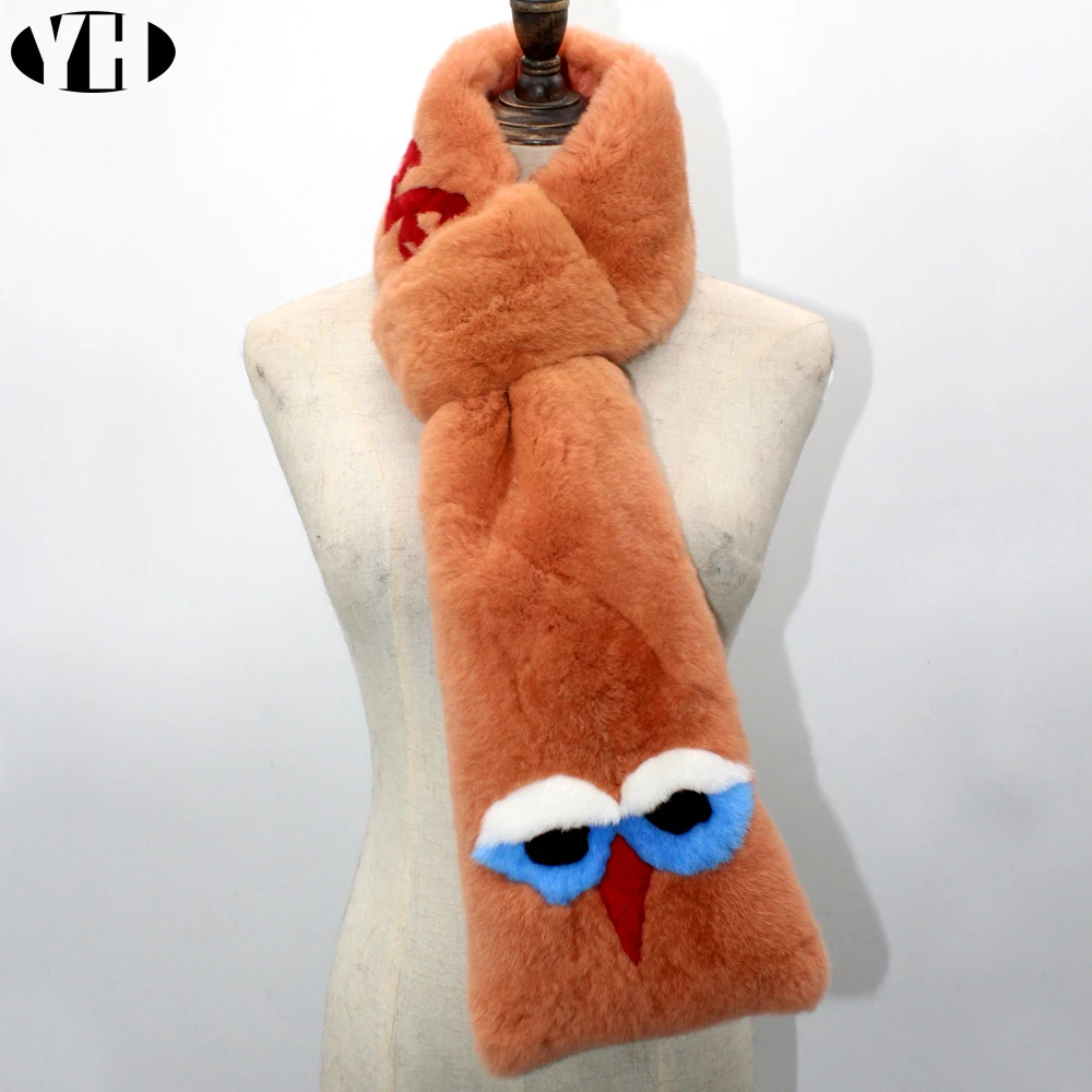 Зимние Женские Настоящий мех кролика теплый шарфик из мягкой ткани развивающий