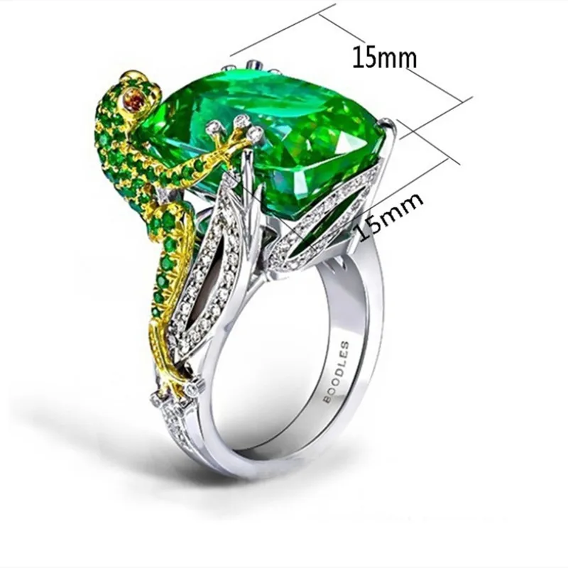 Кольца СС для женщин креативное кольцо золото Хамелеон ящерица зеленый фианит Роскошные ювелирные аксессуары Прямая CC2325