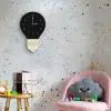 Wood Wall Clocks Home Decor Cartoon Modern Wood Wall Clock Nordic Style Light Bulb Silent Wooden Clock for Home Living Room L809 - Color: Black