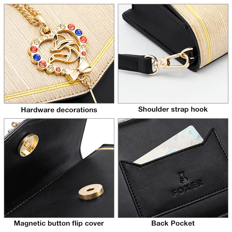 FOXER Chic Women Tassel Small Flap Bag Female Little Personality Crossbody Bag Simple Messenger Bags Valentine's Day Gift