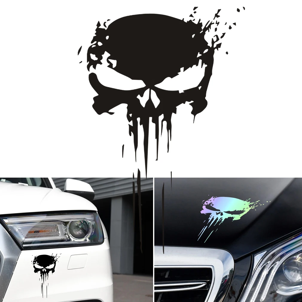 

Reflective Skull Funny Styling Car Sticke Waterproof Cover Scratches Windshield Bumper Window Decoration Accessories PVC
