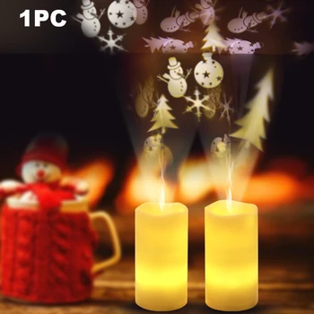 

Tealight New Year Lamp Party Night Light LED Candle Christmas Decoration With Remote Control Flameless Wedding Snow Projector