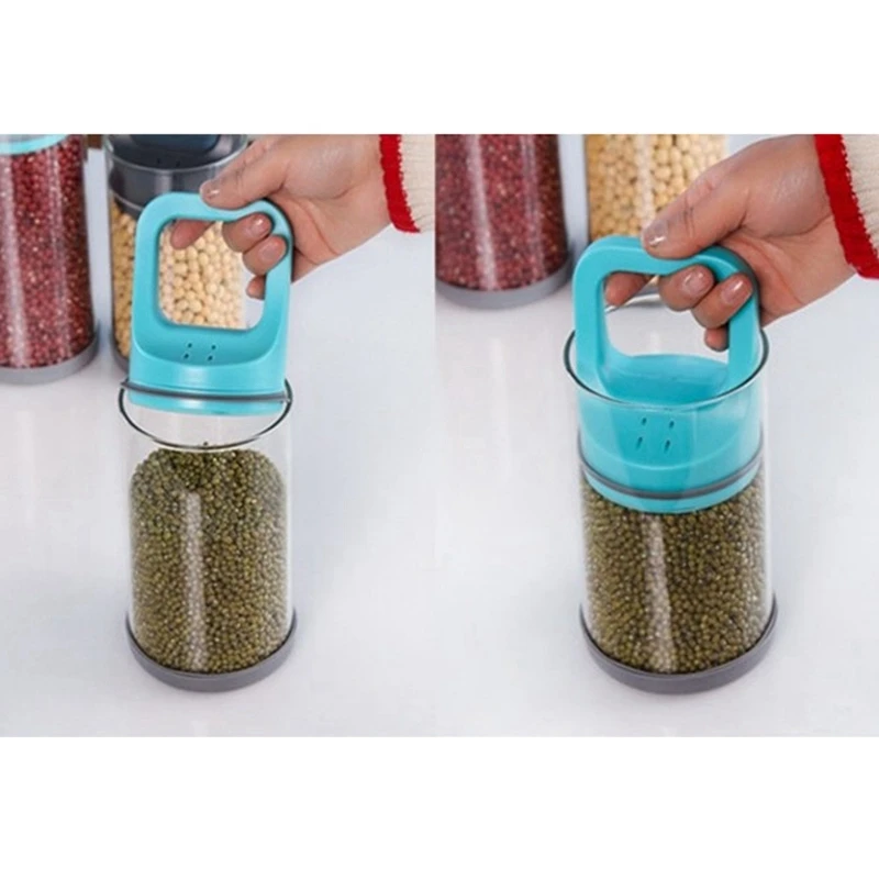 ABUI-2Pcs тянуть Тип Стекло Еда хранения Bottlevacuum Герметичный Бак Творческий термостойкие разное зерна хранения бак для хранения