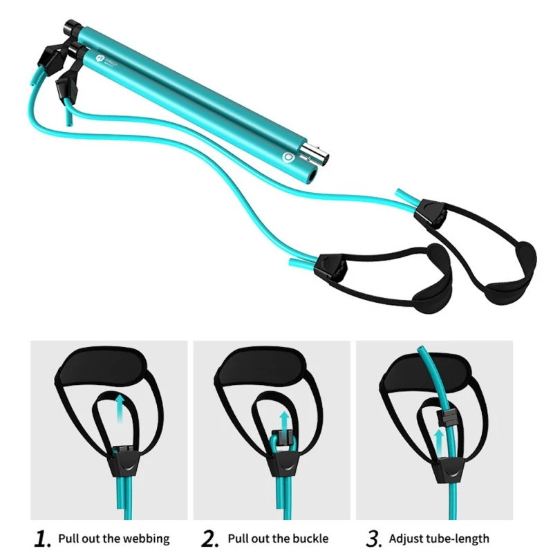 Portable Pilates Bar Kit With Resistance Band Adjustable Pilates Exercise Stick Toning Bar For Yoga Gym Fitness Body Workout