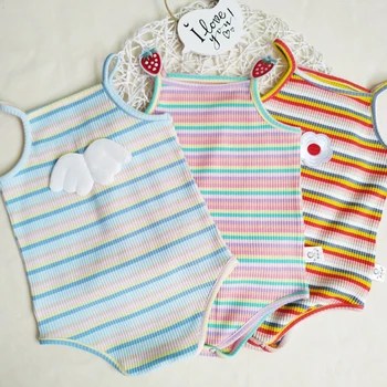 

0-24M Newborn Baby Girl Clothes Summer Sleeveless Bodysuit Rainbow Striped Print Bodysuit Cute Sweet Jumpsuit Outfit