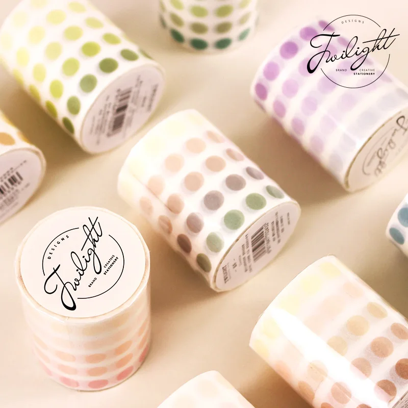 

8rolls/lot Classic Round Point Wide Washi Masking Tape Stationery Sticker Decorative Diy Scrapbooking Planner Sticker 52mm*5m