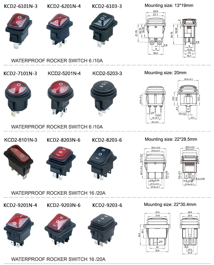 Водонепроницаемая светодиодная подсветка mini on off seal 12 В 220 IP65 6A 250 кнопочный