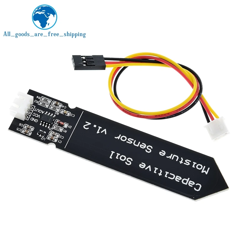 TZT Capacitive Soil Moisture Sensor Module Not Easy to Corrode Wide Voltage Wire 3.3~5.5V Corrosion Resistant W/ Gravity