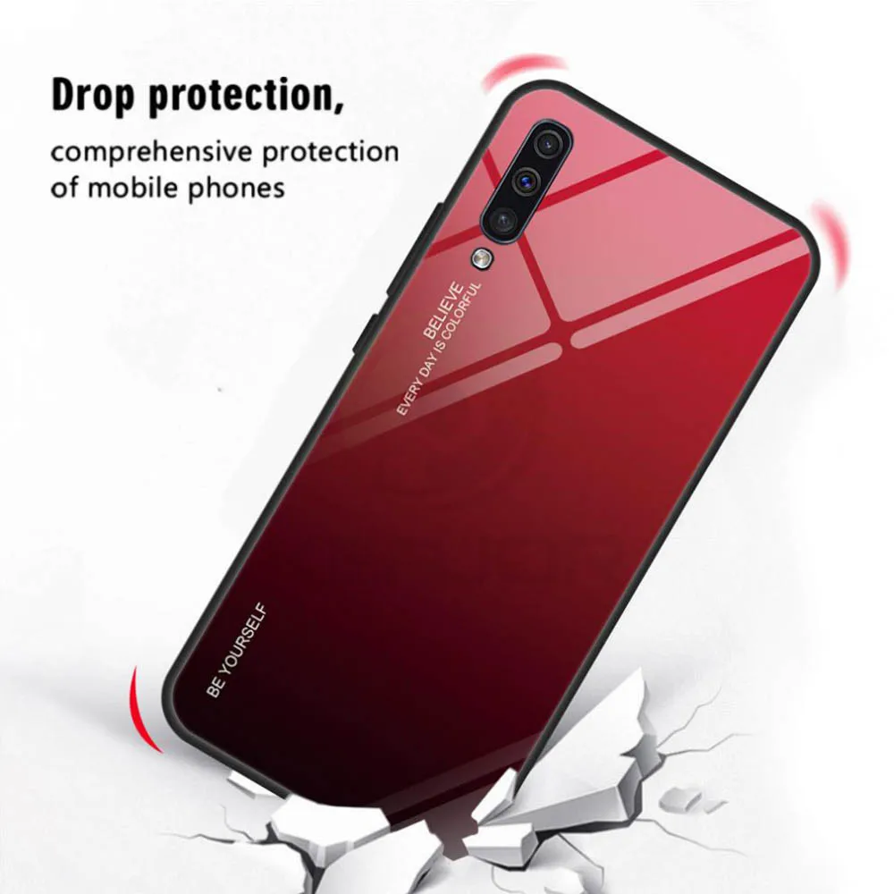 Чехол из закаленного стекла для samsung Galaxy A30s A50, роскошный градиентный чехол, мягкая силиконовая рамка, Бампер для samsung A 30s 50 s, чехол