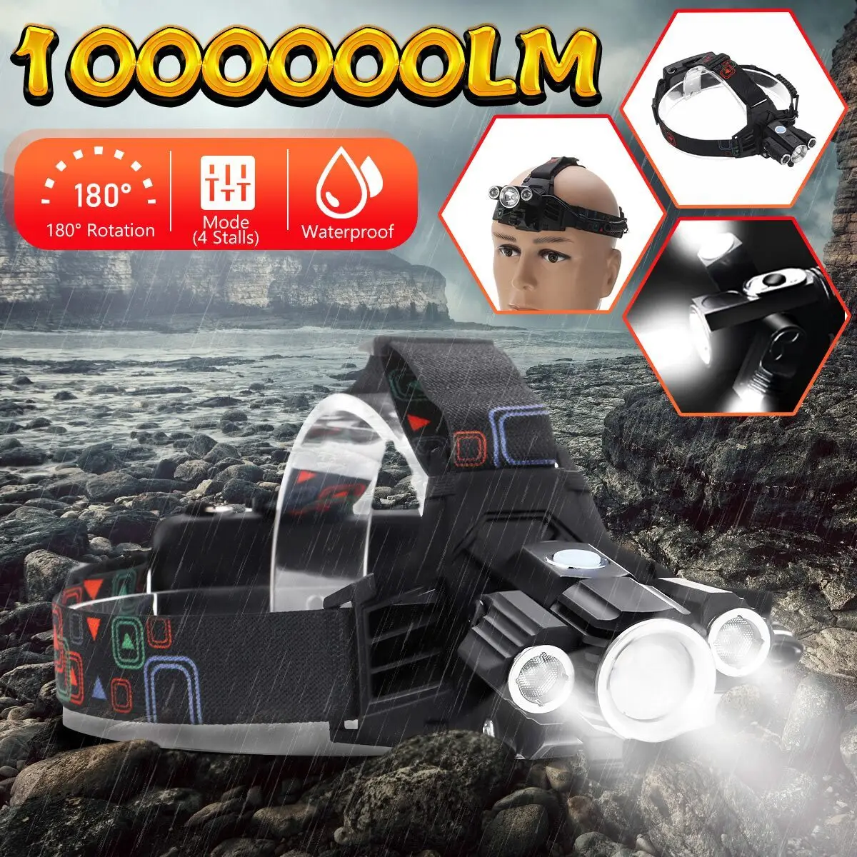 

Outdoors Rotating/Fixed Focused/Telescopic Type 3 Heads HeadLamp Side Light Adjustment Fishing Light LED Headlight