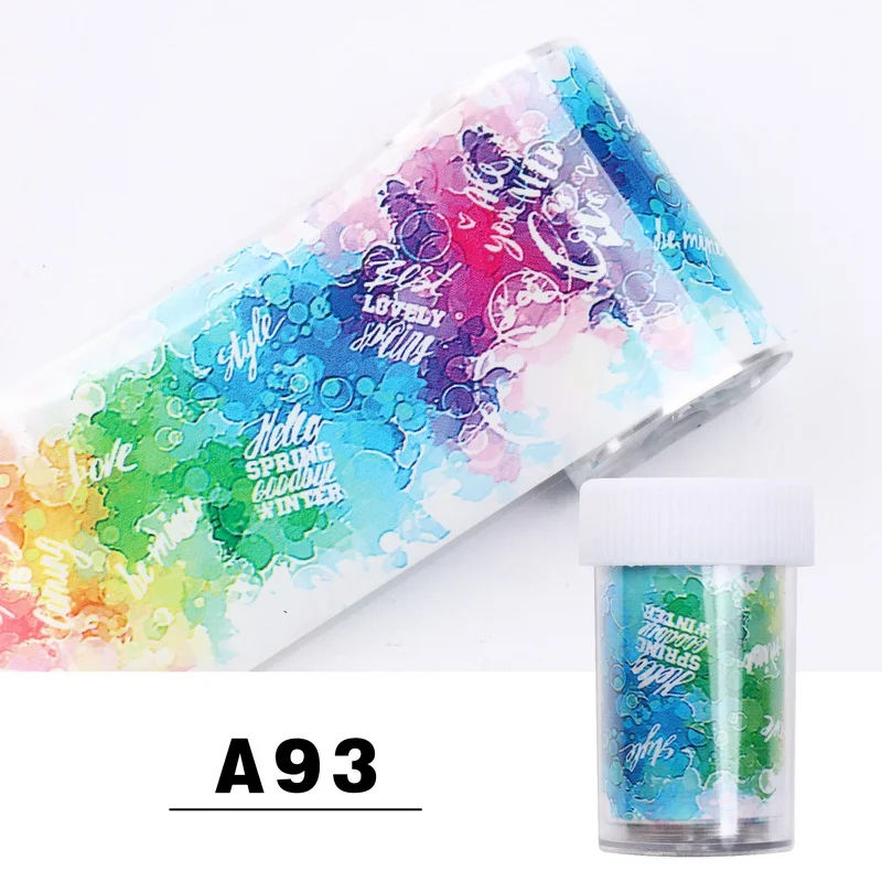 A93 Nail Foil 1 коробка 4*100 см Фольга переводная наклейка для ногтей Наклейка s цветы обертывания Маникюр Клей слайдер для украшения ногтей - Цвет: A93 Nail Foil