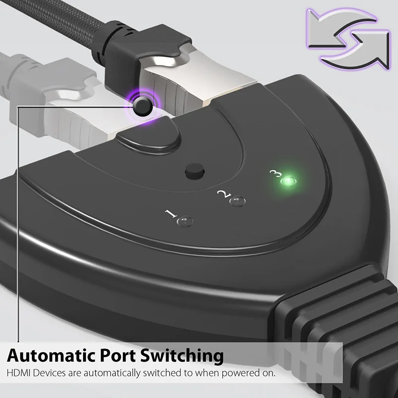  3-Port Hdmi Switch Splitter con La Treccia Cavo Audio Supporto per Hd Dvd Tv Box PS3 Console di Gio