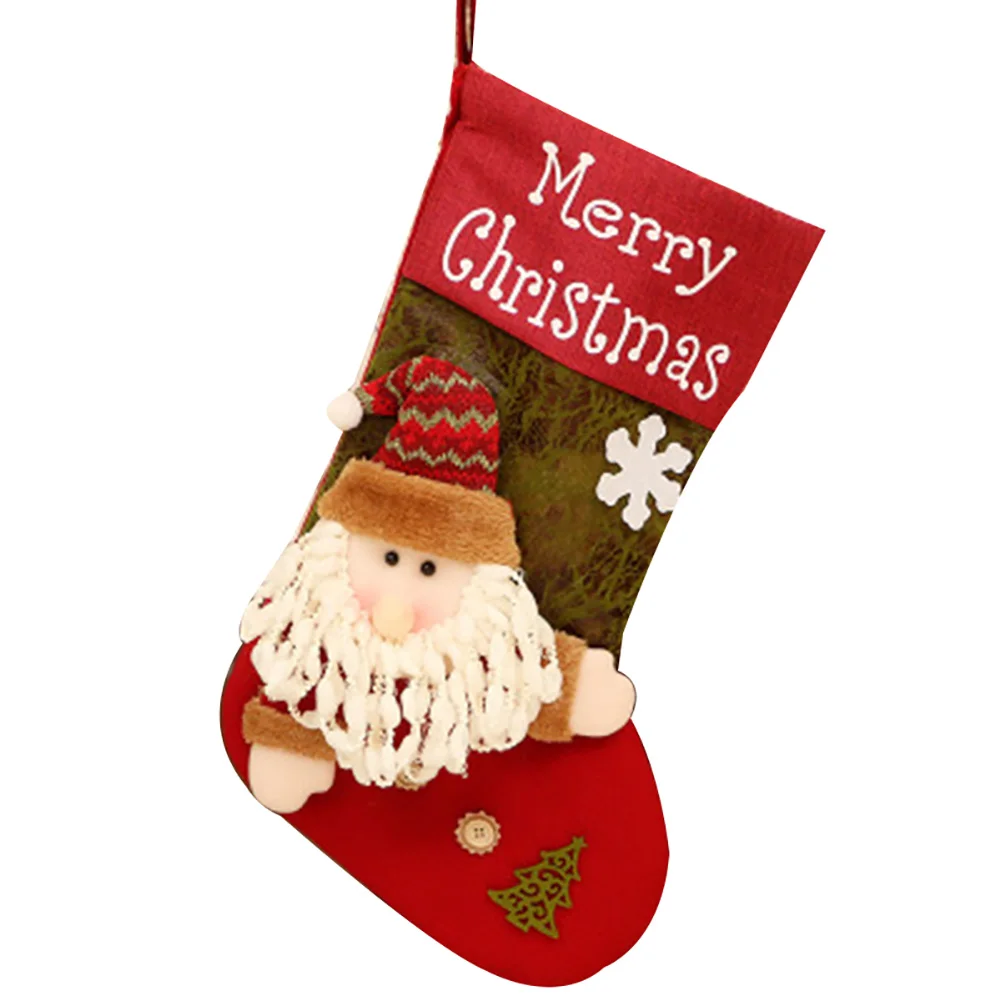 Santa Claus Рождественская игрушка орнамент Рождественский Декор Санта Клаус носок конфеты подарочная сумка снеговик чулок Рождественский Декор Calza di natale HTQ99 - Цвет: Santa Claus