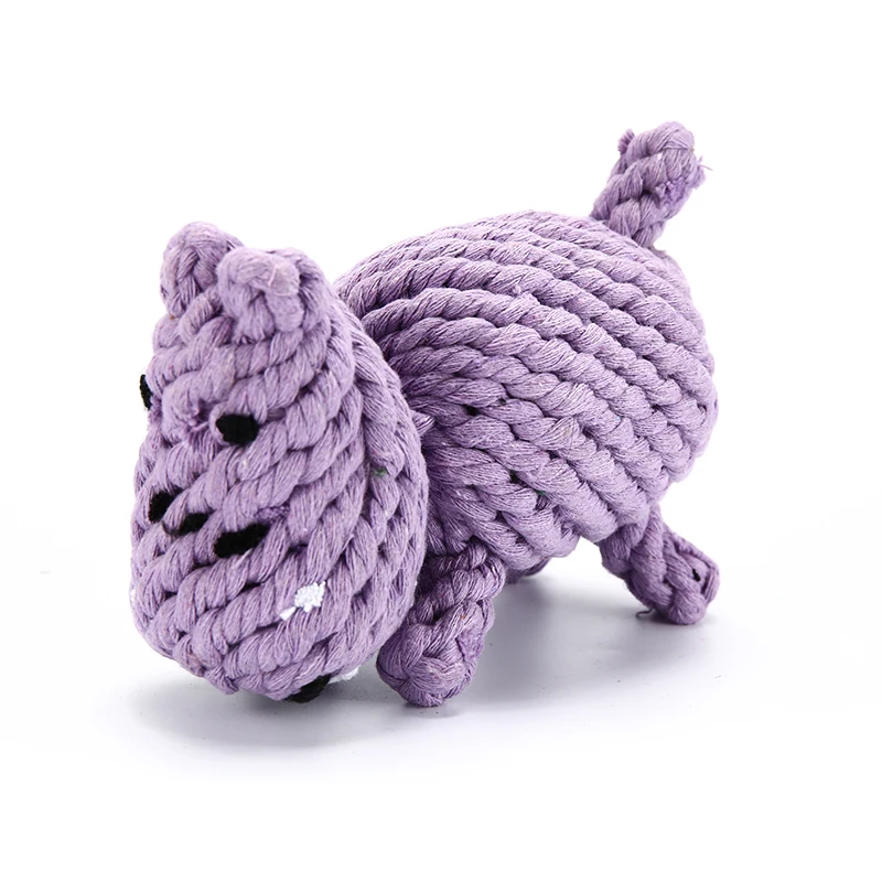 Hippo Dog Toy Жевательная игрушка для собак, хлопковая игрушка для собак, игрушки для собак в форме животных для больших маленьких собак, игрушка для чистки зубов для собак, Интерактивная игрушка для щенков мопс - Цвет: Hippo Dog Toy