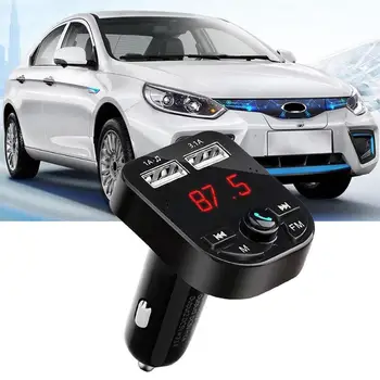

FM Transmitter Bluetooth 5.0 Wireless Car Audio Radio Dual Player Car Kit Music USB HandFree Charger Adapter MP3 E9F1