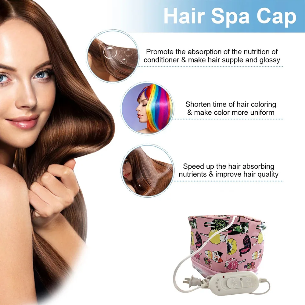Women Hair Steamer Steamer Nourishing Thermal Dyeing 3 Modes Adjustable Electric Hair Care Heating Cap Care Styling Tool
