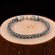 Cigovo 925 Серебряный тканый браслет мужской моды простой корейской версии персонализированный браслет небольшой толпы дизайн пеньковая веревка для мужчин