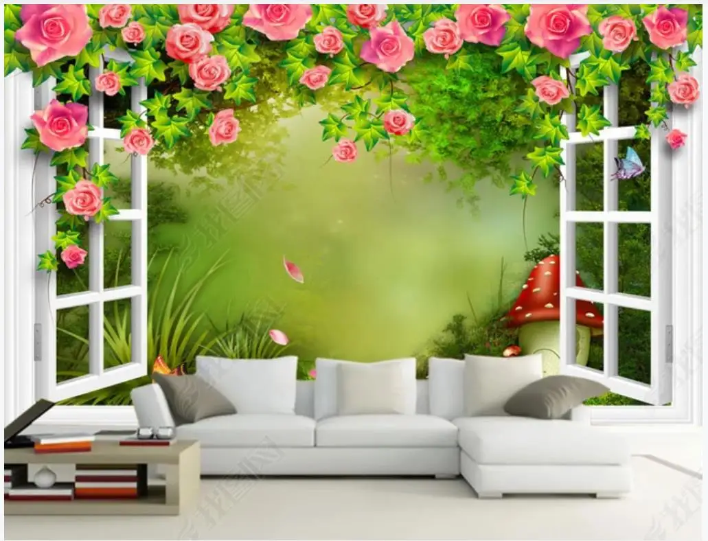 

Custom photo wallpaper for walls 3 d murals Modern rose flower outside the idyllic forest 3D background wall papers home decor