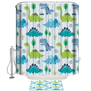 

Dinosaur Kawaii Lovely Animal Colorful Design Elements Of Nature Bathroom Set Shower Curtain Sets Waterproof Outside