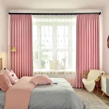 

Pure Color Window Blackout Curtain Thickened Cotton Linen Shading Cutains for Living Room Bedroom Luxury Curtains Courtain