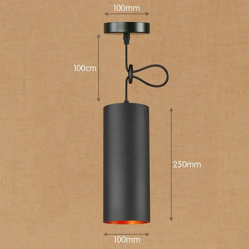 Скандинавский цилиндр винтажный подвесной светильник Промышленный арт Лофт столовая светодиодная Подвесная лампа Декор Гостиная Кухонные светильники - Цвет корпуса: Black Tall