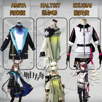 

Hot Game Arknights Amiya Kaltist Exusiai Cute Rabbit Halloween Party Women Man Cosplay Costume Shirt Bow Tie Pleated Skirt