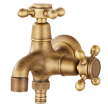 

1pc European Style Antique Brass Bathtub Faucet Dual-Purpose Bathroom Bath Faucet Taps for Home Garden (Single and Double Tap)