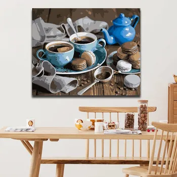 

Still life Dining table numbers painting coffee tableware Coloring canvas painting pictures by numbers for Dining room decor