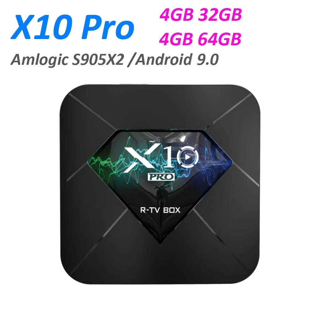 20 шт X10 PRO Android 9,0 Смарт ТВ коробка Amlogic S905X2 Четырехъядерный 4 Гб 64 Гб BT4.0 USB3.0 2,4G/5G двойной wifi 3D 4K HDR телеприставка