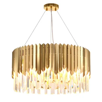 

New LED Modern Oval Round Crystal Stainless Steel Gold Pendant Lights.Pendant light Suspension Luminaire Lampen For Dinning Room